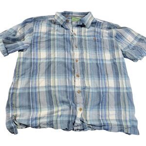 Tommy Bahama Shirt Mens XL Plaid 100% Silk Beach Button Up Short Sleeve Preppy